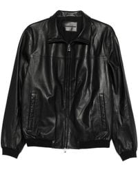 Emporio Armani - Leather Blouson Jacket - Lyst