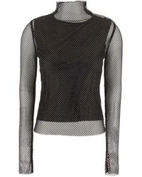 Sportmax - 'Gerarda' High Neck Top With Mesh Panels And Layered Design - Lyst
