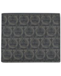 Ferragamo PORTAFOGLIO IN PELLE CON STAMPA GANCINI - Nero