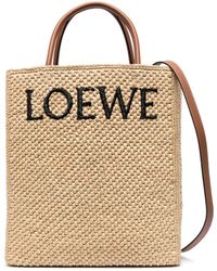 Loewe - Standard A4 Tote Bag In Raffia In Natural/black - Lyst