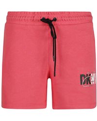 DKNY - Cotton Strass Logo Shorts - Lyst