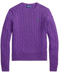 Polo Ralph Lauren - Cable Knit Sweater With Logo - Lyst