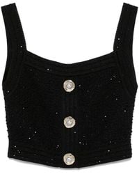 Balmain - Button-Embellished Cropped Top - Lyst