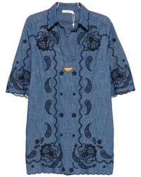 Zimmermann - Aster Denim Mini Dress - Lyst
