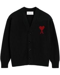 Ami Paris - Ami De Coeur Wool Cardigan - Lyst