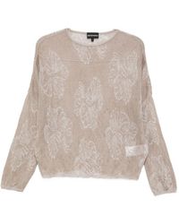 Emporio Armani - Embroidered Crewneck Sweater - Lyst