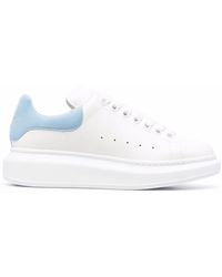 Alexander McQueen Sneaker oversize in pelle bianca e azzurra donna - Bianco