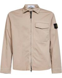 Stone Island - Stretch Organic Cotton Satin Overshirt - Lyst