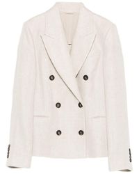 Brunello Cucinelli - Linen Double-Breasted Jacket - Lyst