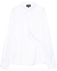 Emporio Armani - Wrapped Shirt With Collared Neck And Button Detail - Lyst