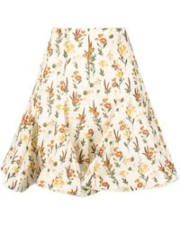 Agua Bendita - Cerezo Clementina Floral-print Linen Skirt - Lyst