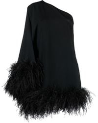 ‎Taller Marmo - + Net Sustain Piccolo Ubud One-sleeve Feather-trimmed Crepe Mini Dress - Lyst
