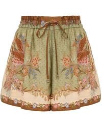 Zimmermann - Indra Printed Silk Shorts - Lyst