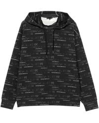 Emporio Armani - Logo-Pattern Drawstring Hoodie - Lyst