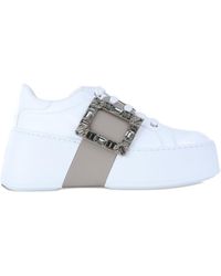 Roger Vivier - Viv Skate High Strass Leather Sneakers - Lyst