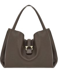 Ferragamo - Large Leather Shoulder Bag - Lyst