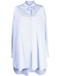 Maison Margiela - Pinstripe Longline Cotton Shirt - Lyst