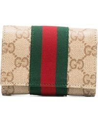Gucci - Web Detail Bifold Card Case - Lyst