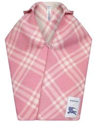 Burberry - Check Wool Hooded Scarf - Lyst
