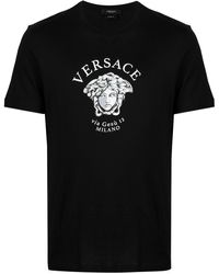 Versace Jeans Couture Logo Crest Cotton T-shirt in Black for Men - Lyst