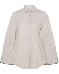 Brunello Cucinelli - Shiny Cuff Detail Cotton Shirt - Lyst