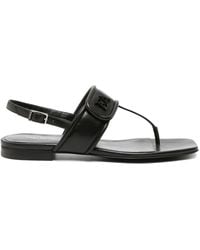 EA7 - Leather Thong Sandals - Lyst
