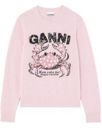 Ganni - Wool Crewneck Sweater - Lyst