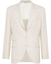 Brunello Cucinelli - Cotton And Linen Single-Breasted Jacket - Lyst