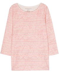 Majestic - Striped Linen Blend Boat-neck T-shirt - Lyst