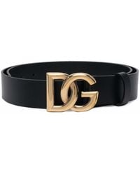 Dolce & Gabbana - Dg Logo Leather Belt - Lyst
