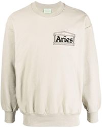 Aries - Felpa girocollo in cotone con logo - Lyst