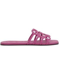 Loewe - X Paula's Ibiza Leather Petal Anagram Slides - Lyst