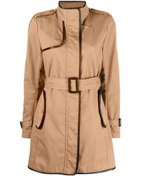 Fay - Contrasting-trim Belted Jacket - Lyst