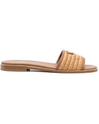 Prada - Straw Flat Sandals - Lyst
