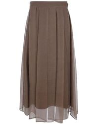 Brunello Cucinelli - Silk Midi Skirt - Lyst