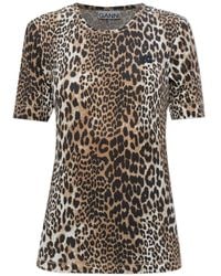 Ganni - Animal Print Crew Neck T-Shirt - Lyst