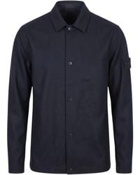 Stone Island - Logo-Patch Button-Up Shirt - Lyst