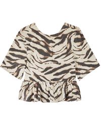 Ganni - Zebra Print Organic Cotton Top - Lyst