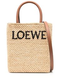 Loewe - Standard A4 Tote Bag In Raffia In Natural/black - Lyst