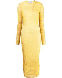 Mugler - Long-sleeved Mesh Dress With Star Print - Lyst