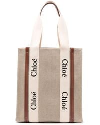 Chloé - Woody Canvas And Leather Tote Bag - Lyst