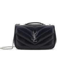 Saint Laurent - Small Loulou Chevron Logo-Plaque Shoulder Bag - Lyst