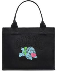 Ganni - Puppy-Print Tote Bag - Lyst