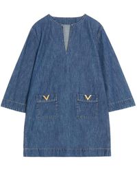 Valentino - Vlogo Signature Denim Short Dress - Lyst