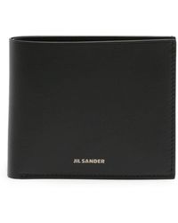 Jil Sander - Calf Leather Wallet With Printed Logo On The Front - Lyst