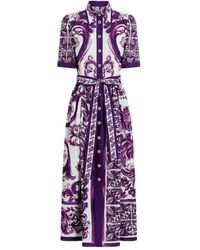 Dolce & Gabbana - 'Maiolica' Print Chemisier Dress - Lyst