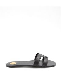 Saint Laurent - Mabrouka Leather Flat Sandals - Lyst