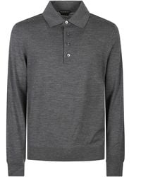 Tom Ford - Long-Sleeved Polo Shirt With Classic Collar And Refined Trim - Lyst