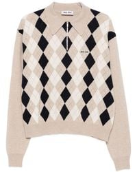 Miu Miu - Logo Cashmere Polo Shirt - Lyst