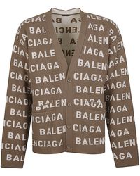 Balenciaga - Cardigan In Lana Con Logo Allover - Lyst